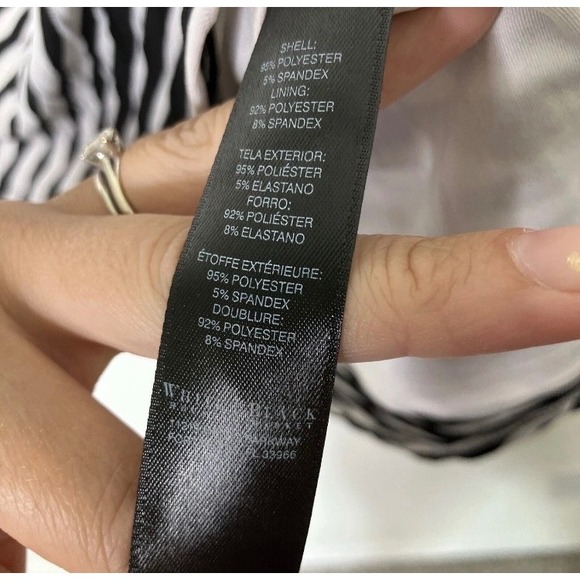 White House Black Market Tank Top Womens L Black White Striped Business Basics - Picture 7 of 8